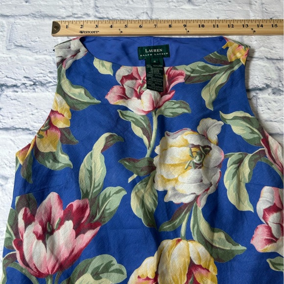 Ralph Lauren Blue Floral Sleeveless Maxi Dress. 100% Linen. Size 6. Quiet Luxury - Picture 10 of 14